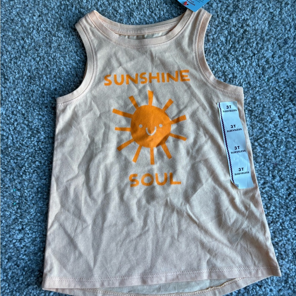 Cat & Jack Sunshine Soul Kids Tank Top - Cream and Orange